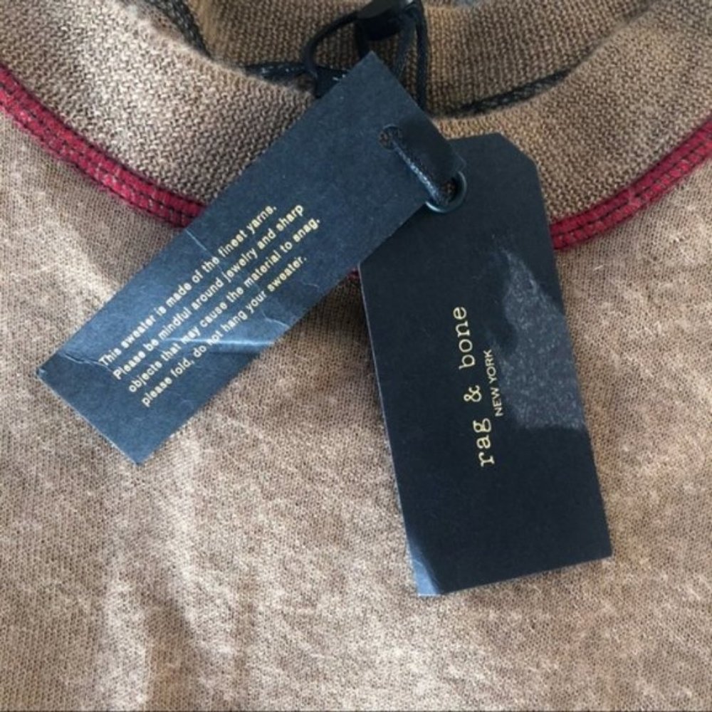 Rag & Bone Marina 100% Cashmere Sweater, Brown/Red, Size Small,  NWT - Picture 6 of 12